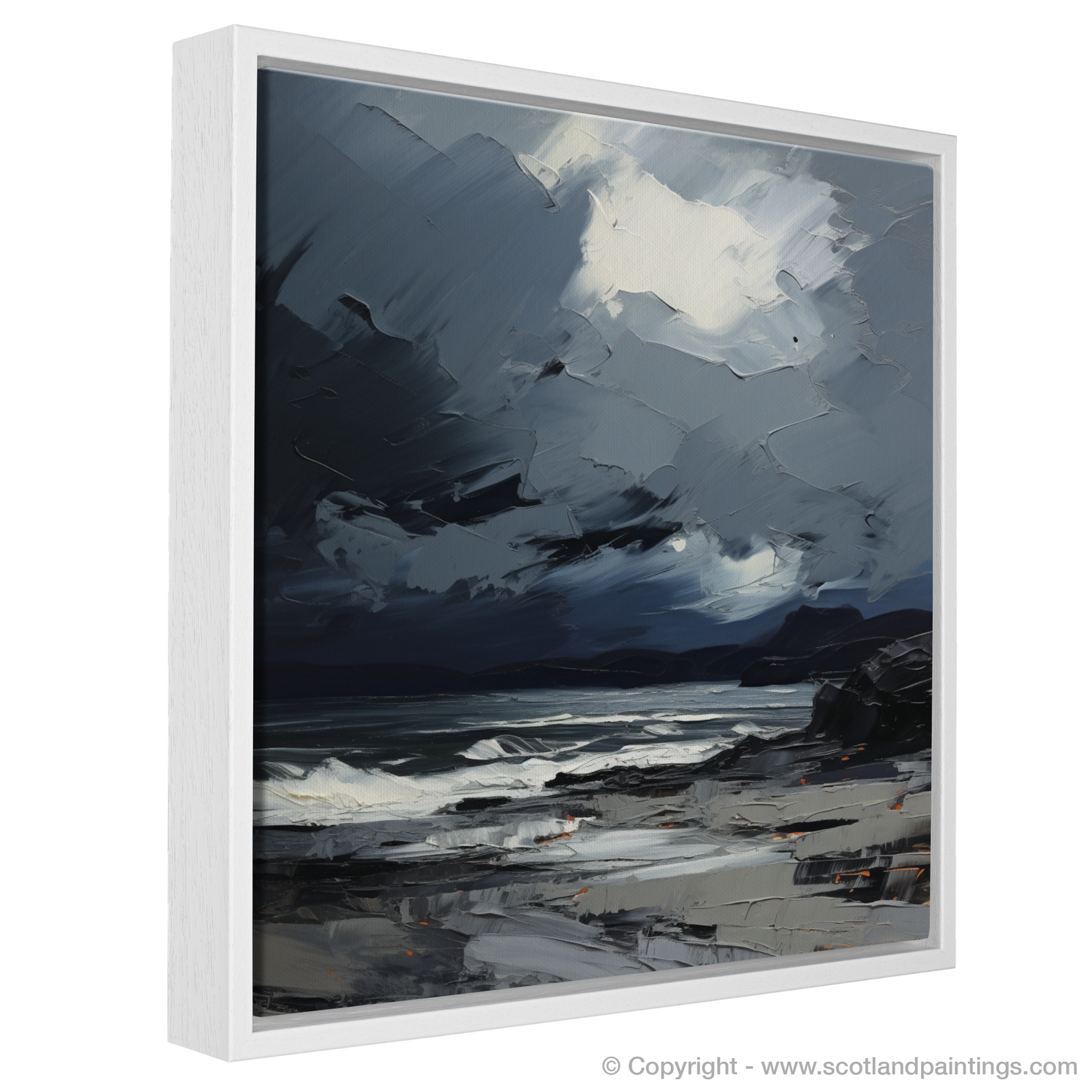 Painting and Art Print of Seilebost Beach with a stormy sky entitled "Tempest over Seilebost: An Expressionist Ode to the Scottish Coast".