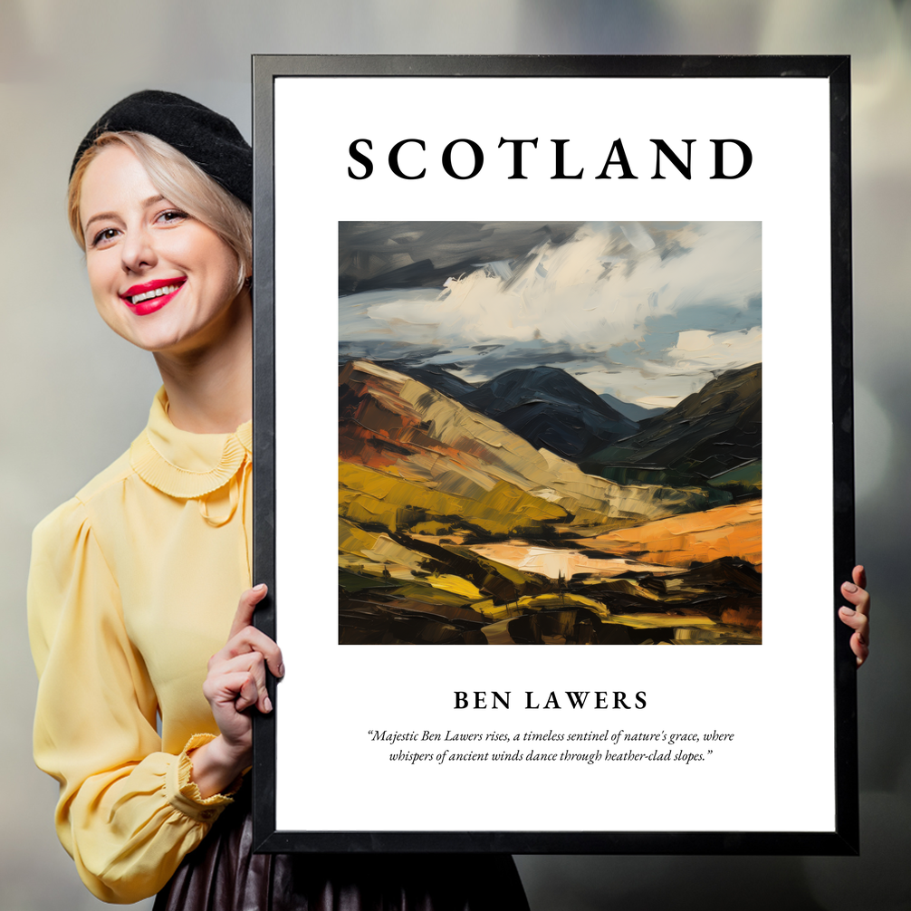 Person holding a poster of Ben Lawers