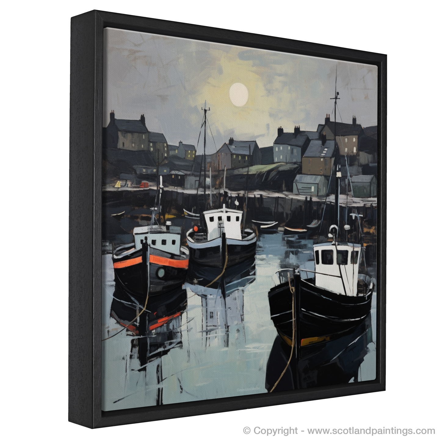 Painting and Art Print of Eyemouth Harbour entitled "Harbour Hues: An Expressionist Ode to Eyemouth".