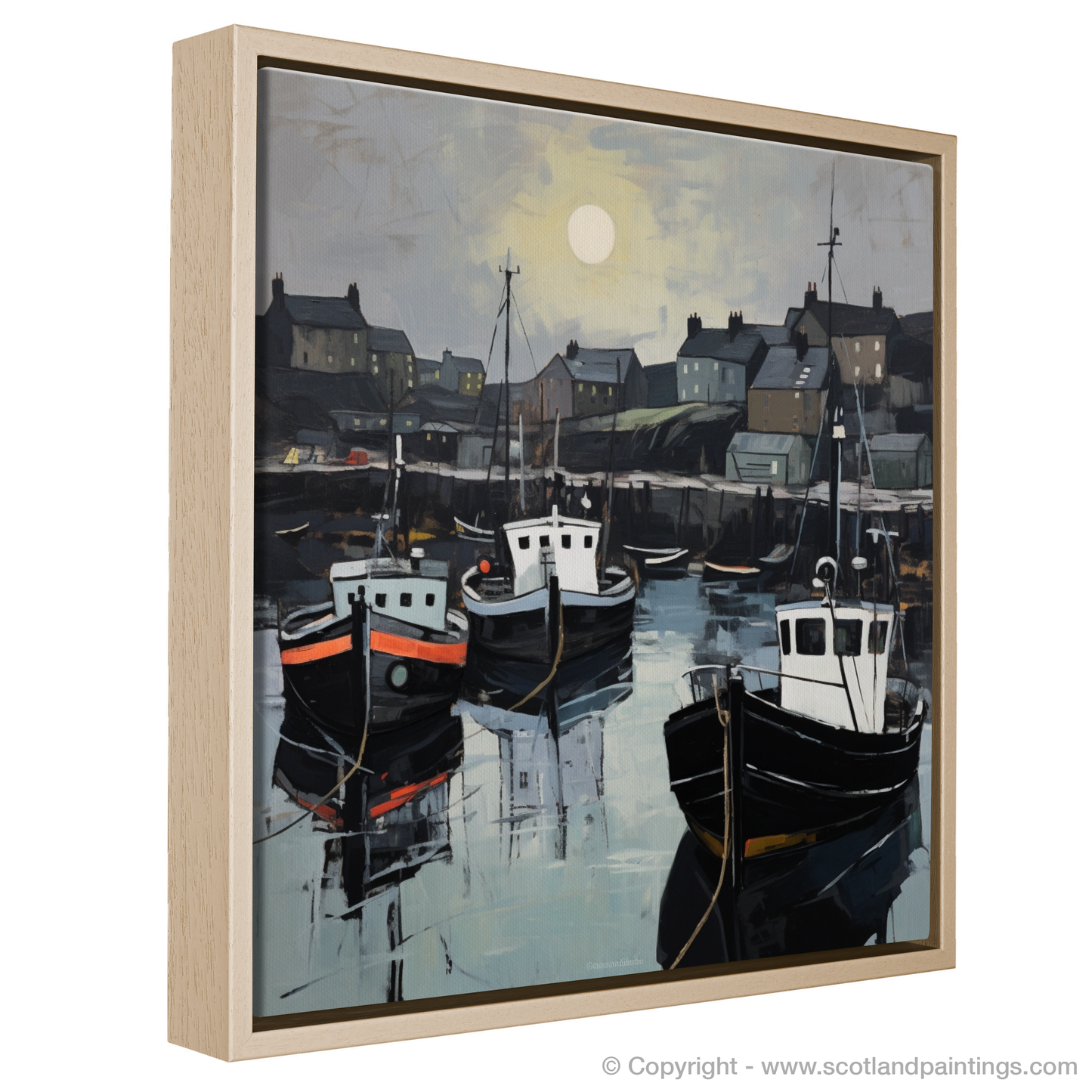 Painting and Art Print of Eyemouth Harbour entitled "Harbour Hues: An Expressionist Ode to Eyemouth".