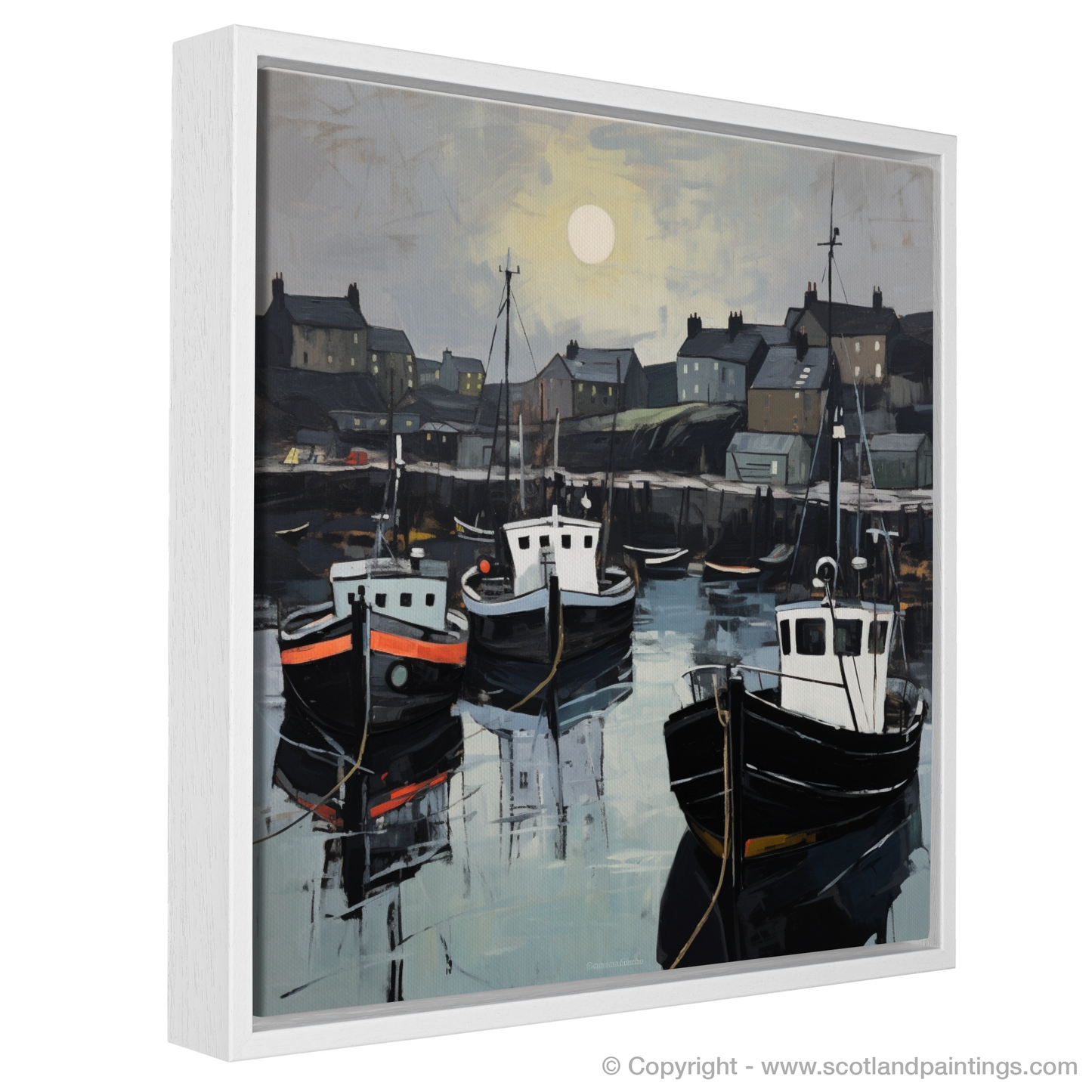 Painting and Art Print of Eyemouth Harbour entitled "Harbour Hues: An Expressionist Ode to Eyemouth".