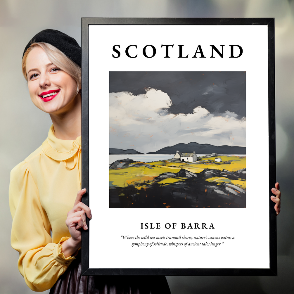 Person holding a poster of Isle of Barra