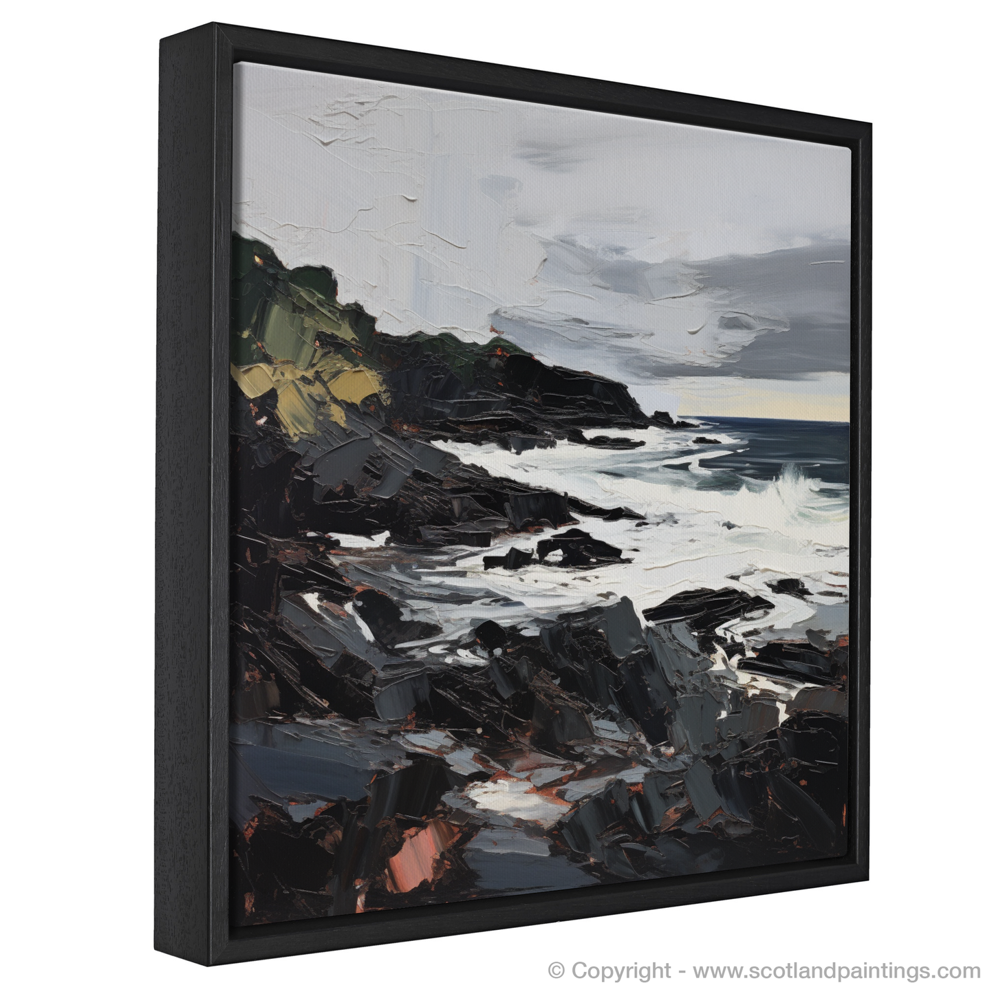 Painting and Art Print of Coldingham Bay with a stormy sky entitled "Stormy Essence of Coldingham Bay".