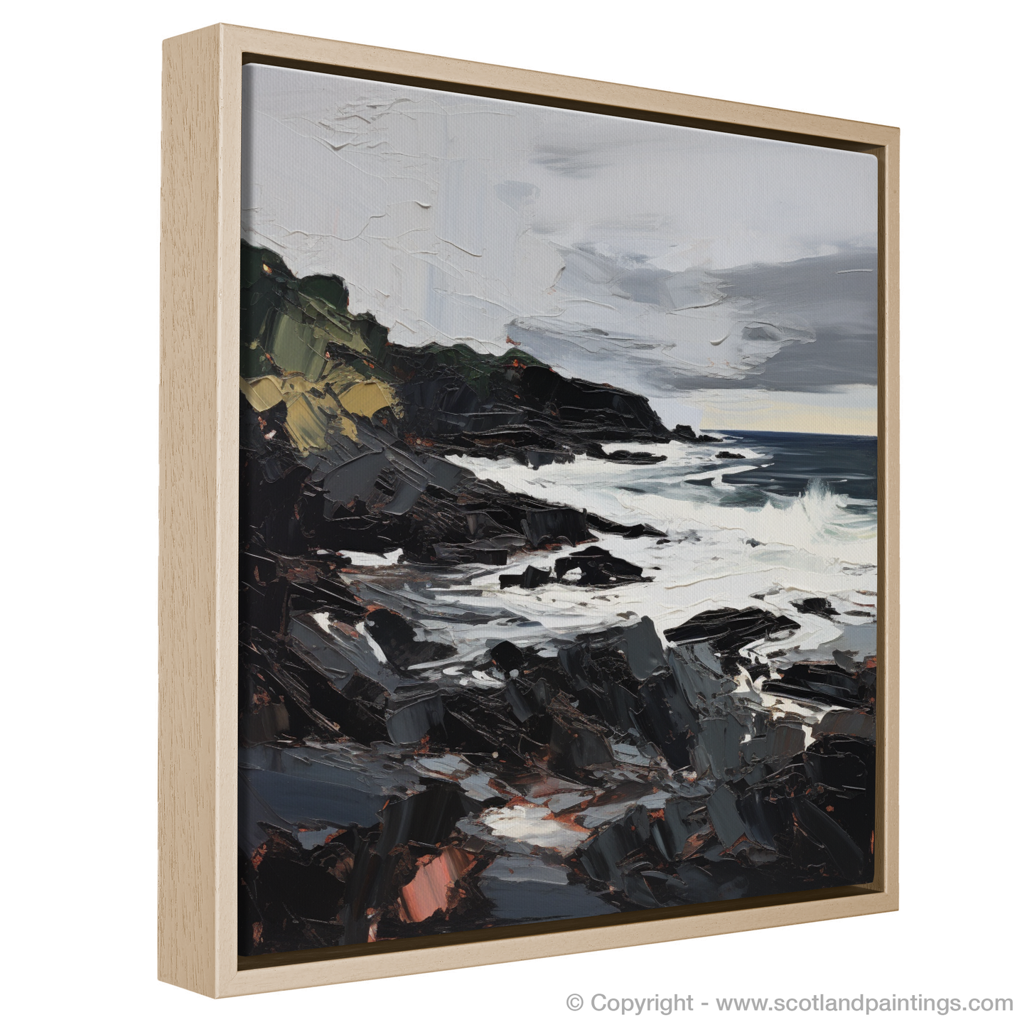 Painting and Art Print of Coldingham Bay with a stormy sky entitled "Stormy Essence of Coldingham Bay".