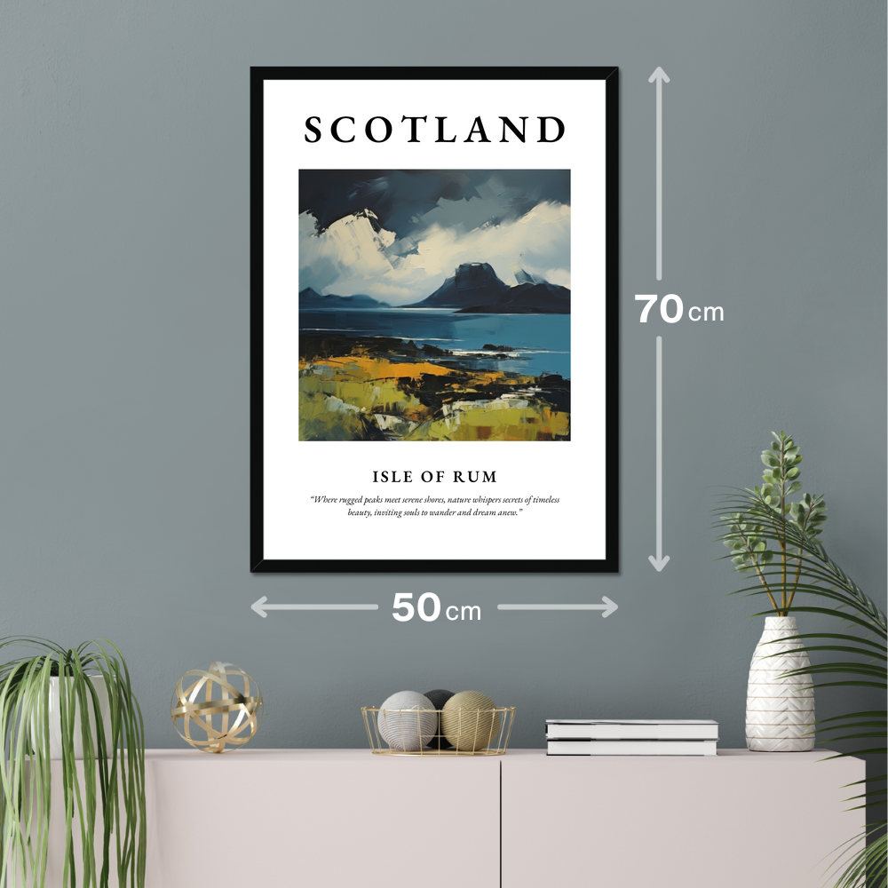 Poster of Isle of Rum hanging on a wall