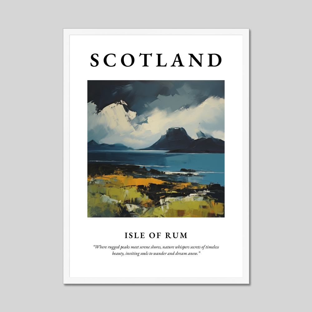 Poster in a white frame with the word Scotland