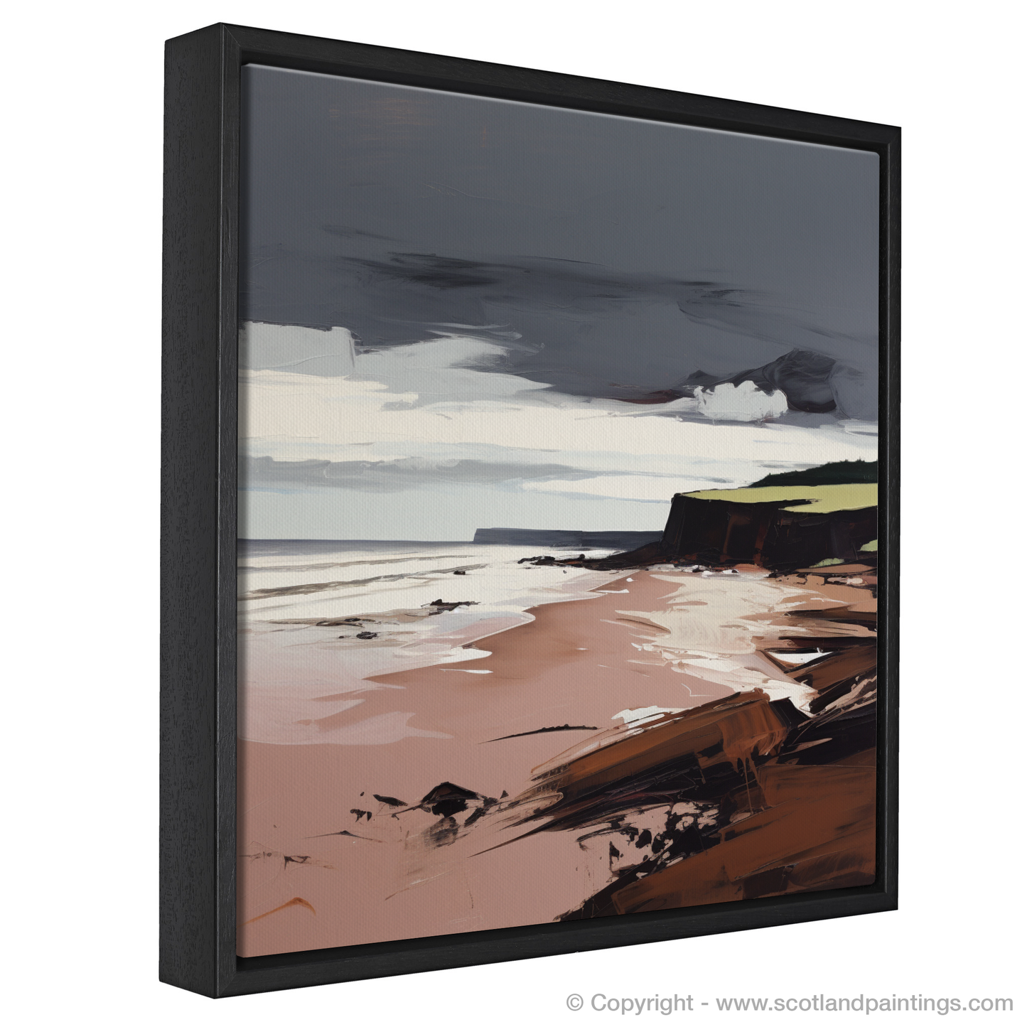 Painting and Art Print of Lunan Bay, Angus in summer entitled "Summer's Embrace at Lunan Bay - An Expressionist Tribute to Scotland's Shore".