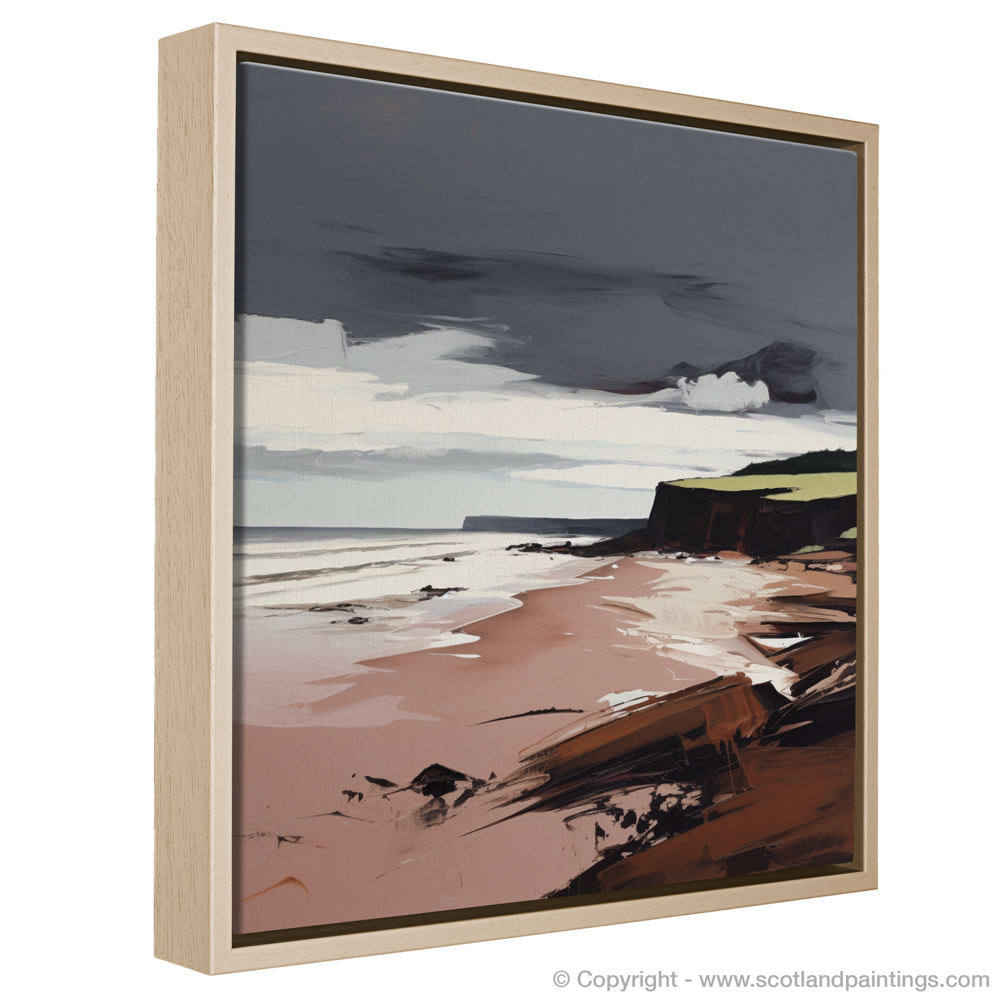 Painting and Art Print of Lunan Bay, Angus in summer entitled "Summer's Embrace at Lunan Bay - An Expressionist Tribute to Scotland's Shore".