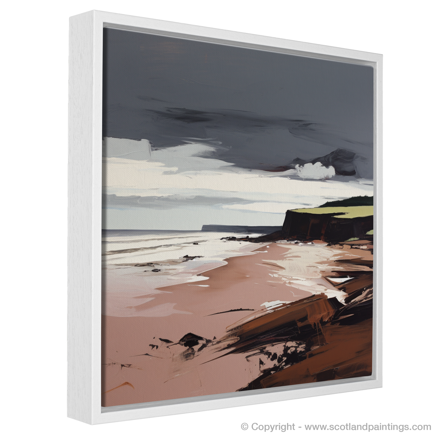 Painting and Art Print of Lunan Bay, Angus in summer entitled "Summer's Embrace at Lunan Bay - An Expressionist Tribute to Scotland's Shore".