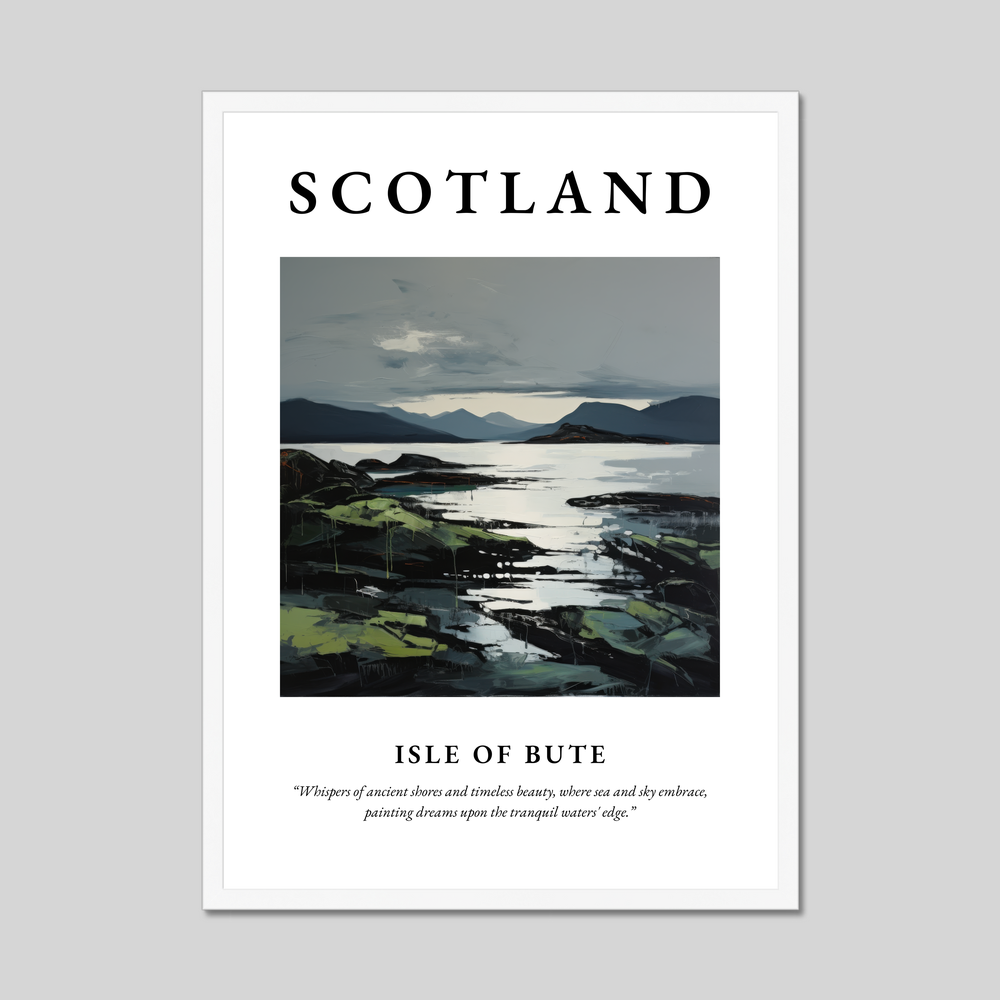 Poster in a white frame with the word Scotland