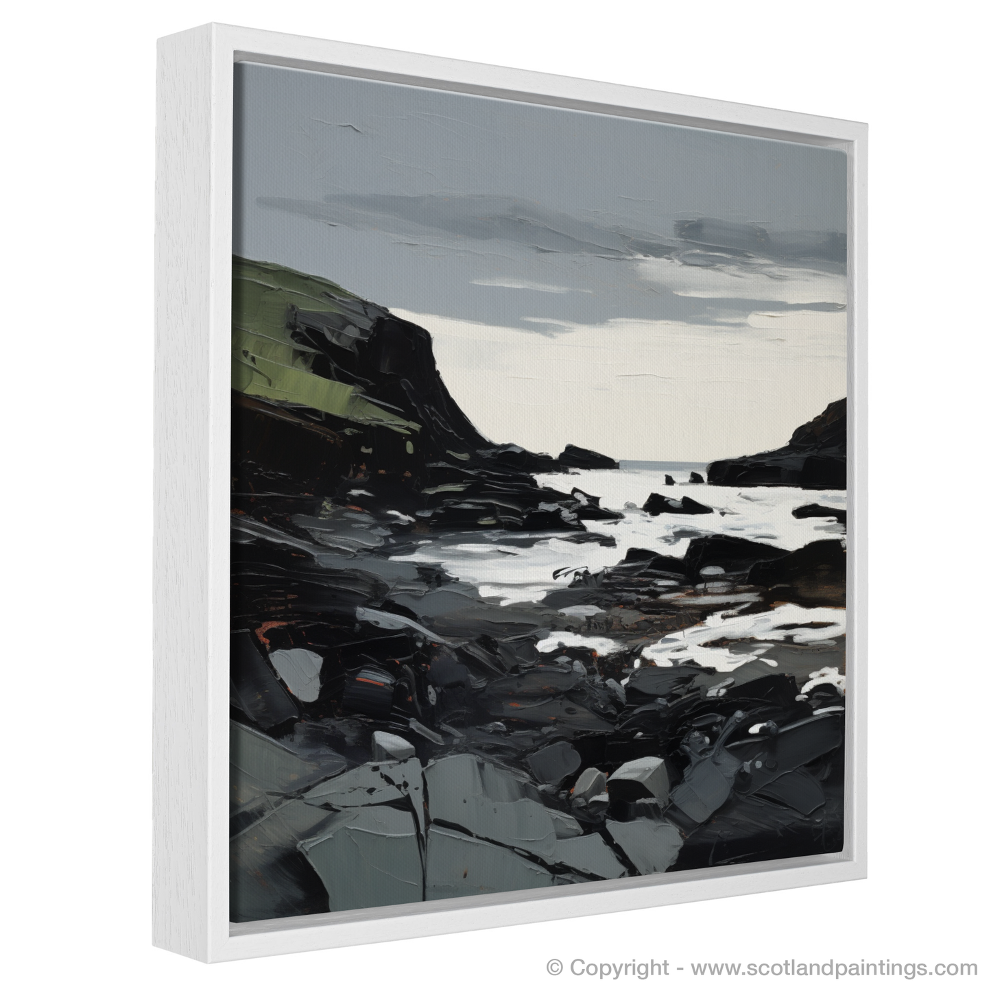 Painting and Art Print of Catterline Bay, Aberdeenshire entitled "Catterline Bay Unleashed: An Expressionist Ode to Scottish Coves".
