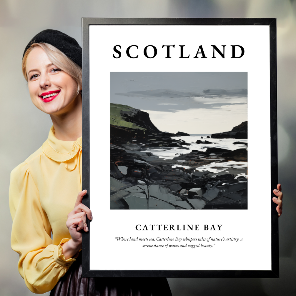 Person holding a poster of Catterline Bay