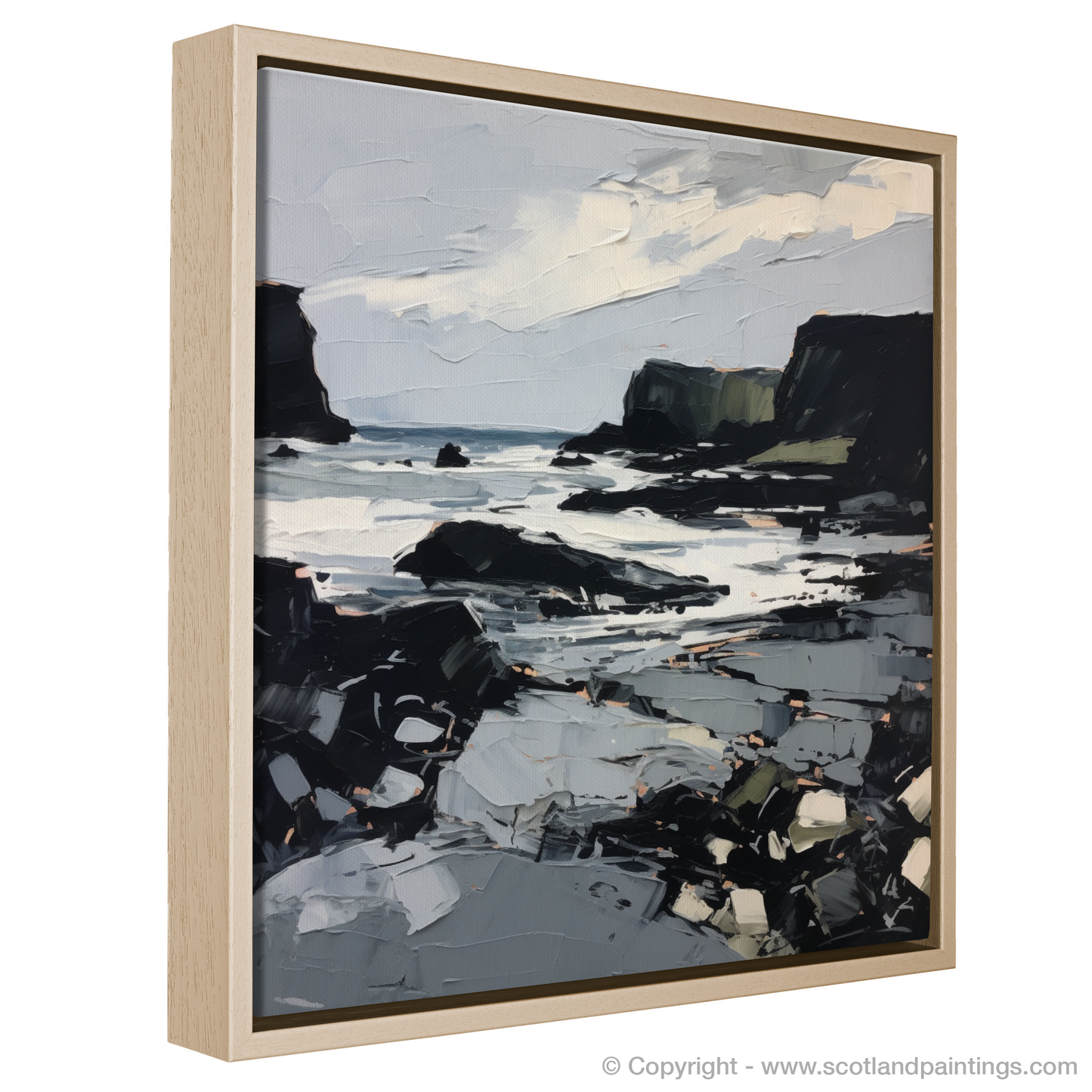 Painting and Art Print of Catterline Bay, Aberdeenshire entitled "Catterline Bay Unleashed: An Expressionist Journey".