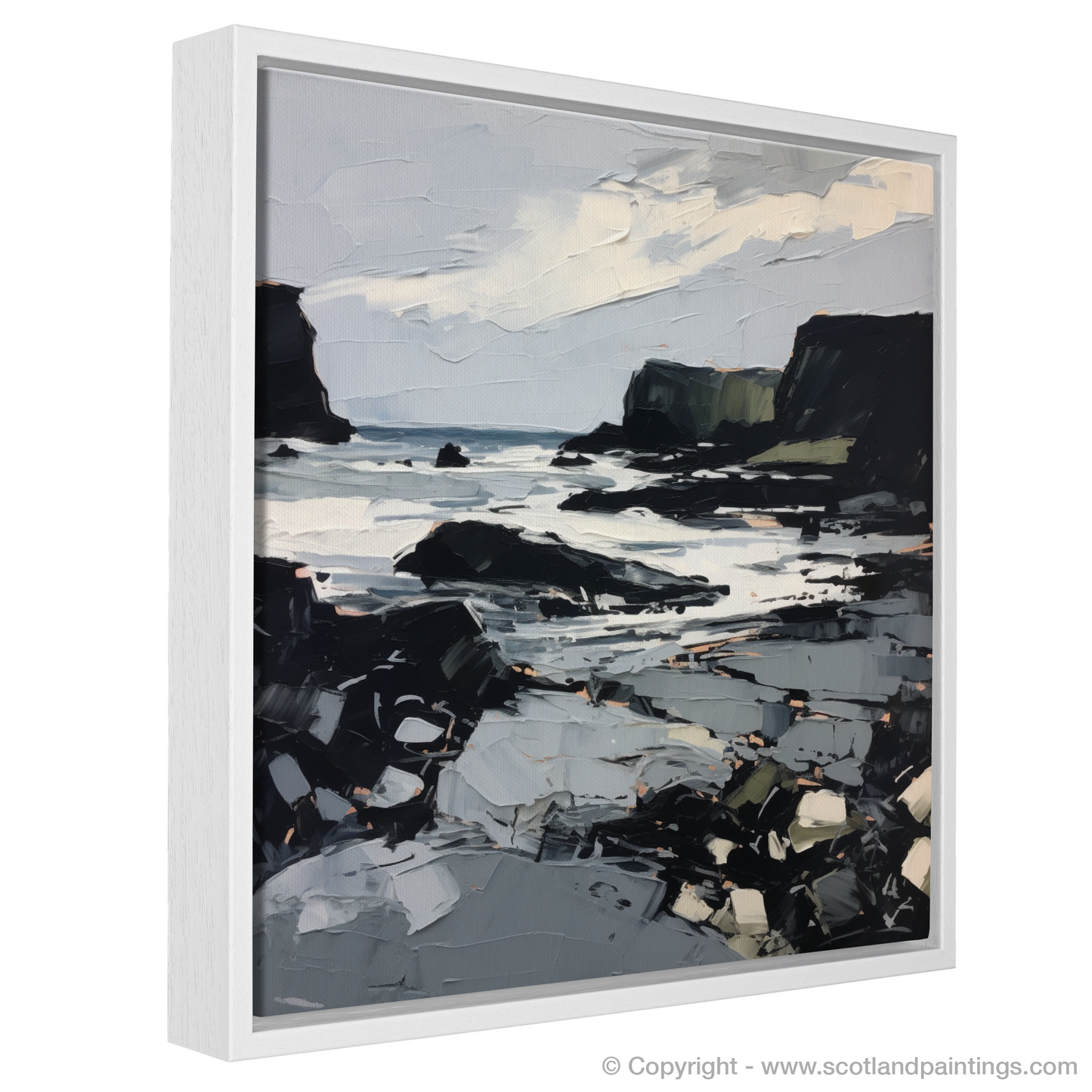 Painting and Art Print of Catterline Bay, Aberdeenshire entitled "Catterline Bay Unleashed: An Expressionist Journey".