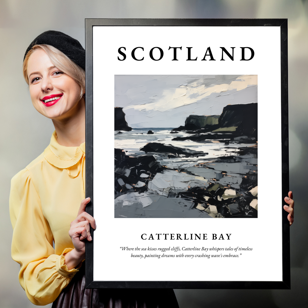 Person holding a poster of Catterline Bay