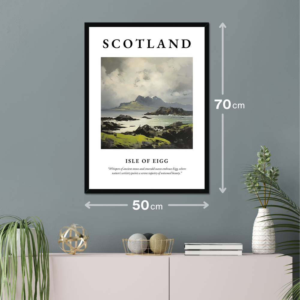 Poster of Isle of Eigg hanging on a wall