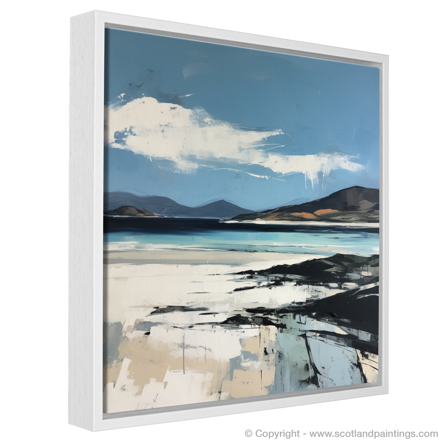 Painting and Art Print of Luskentyre Sands on the Isle of Harris entitled "Luskentyre Sands: An Expressionist Ode to Scotland's Coastal Majesty".