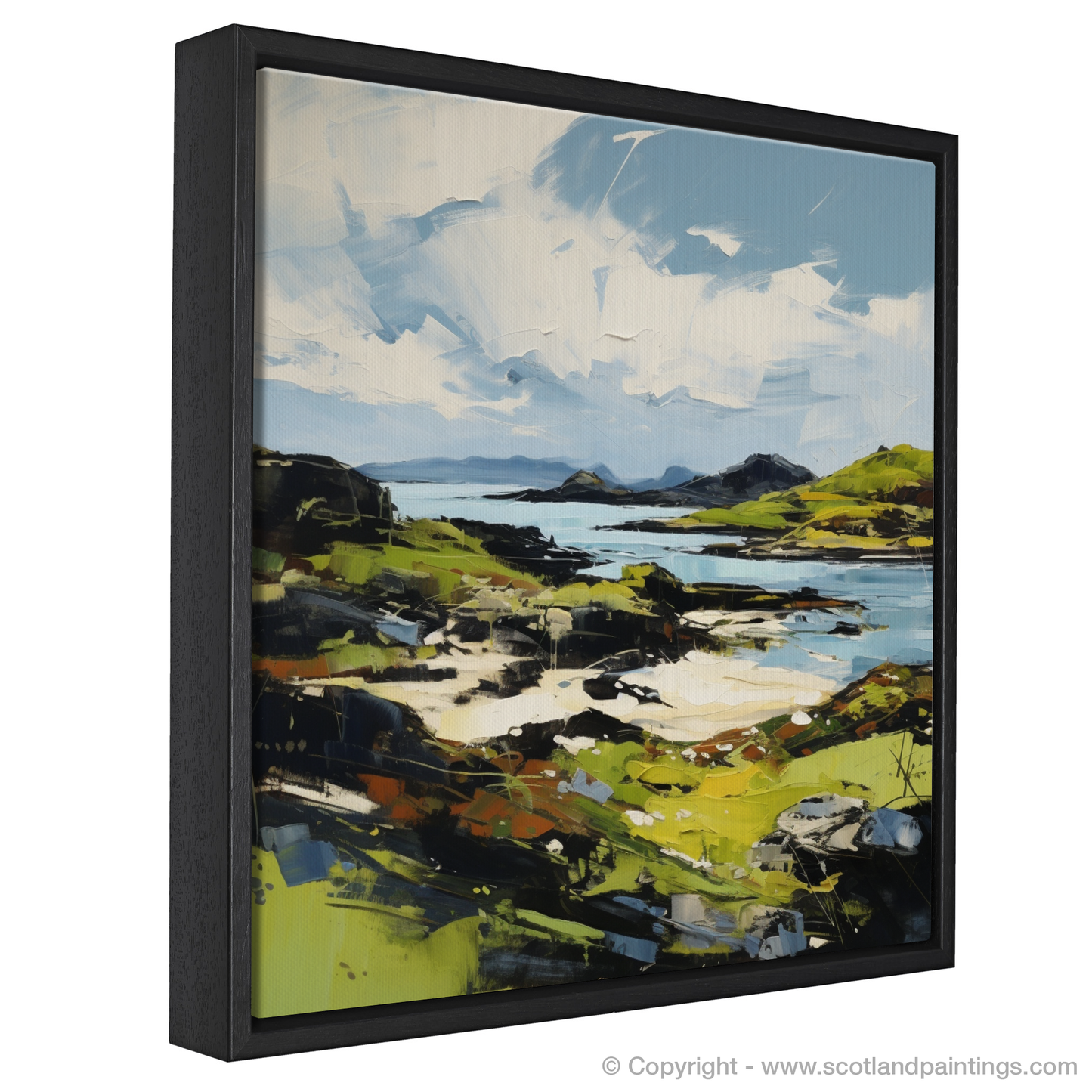 Painting and Art Print of Lochinver Bay, Assynt, Sutherland entitled "Lochinver Bay Enchantment: An Expressionist Ode to Assynt's Wild Coast".