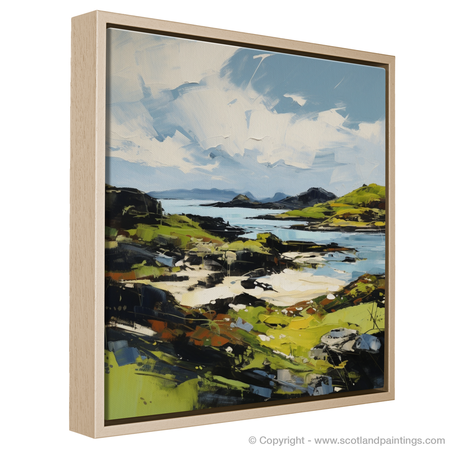 Painting and Art Print of Lochinver Bay, Assynt, Sutherland entitled "Lochinver Bay Enchantment: An Expressionist Ode to Assynt's Wild Coast".