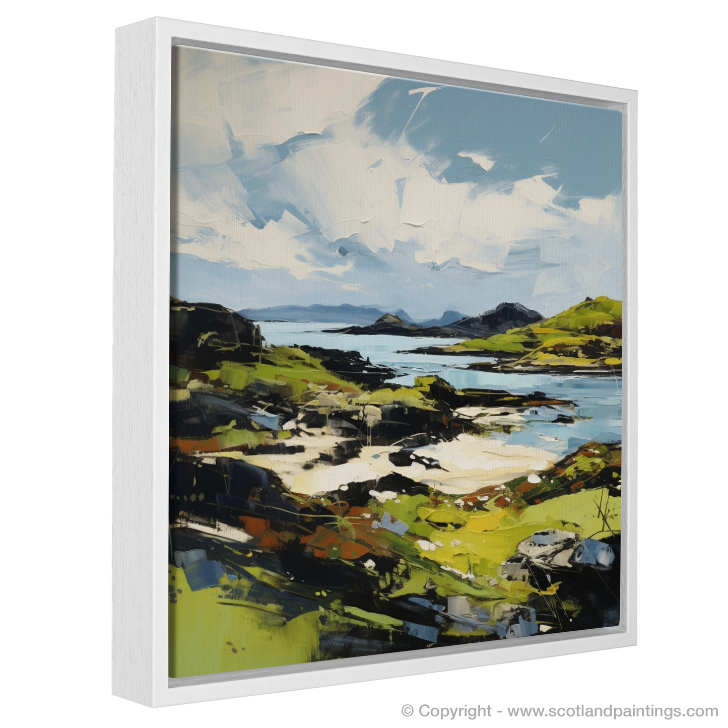 Painting and Art Print of Lochinver Bay, Assynt, Sutherland entitled "Lochinver Bay Enchantment: An Expressionist Ode to Assynt's Wild Coast".