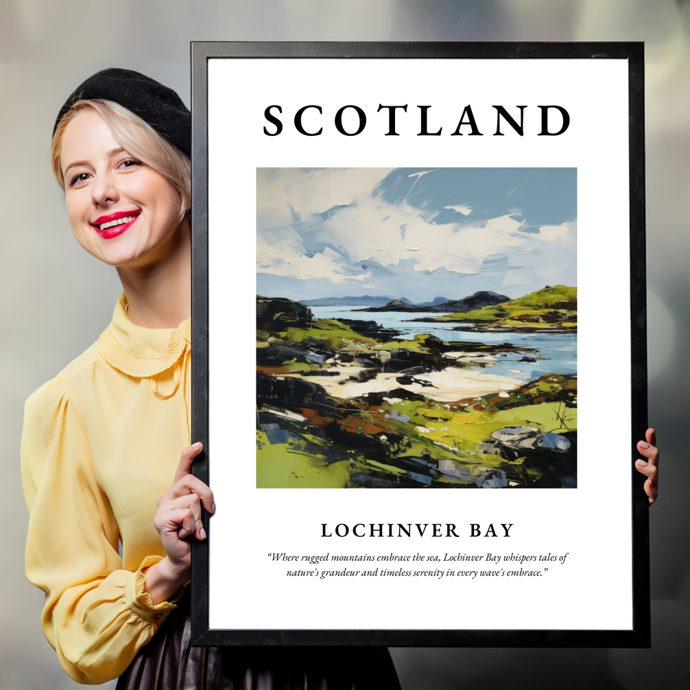 Person holding a poster of Lochinver Bay