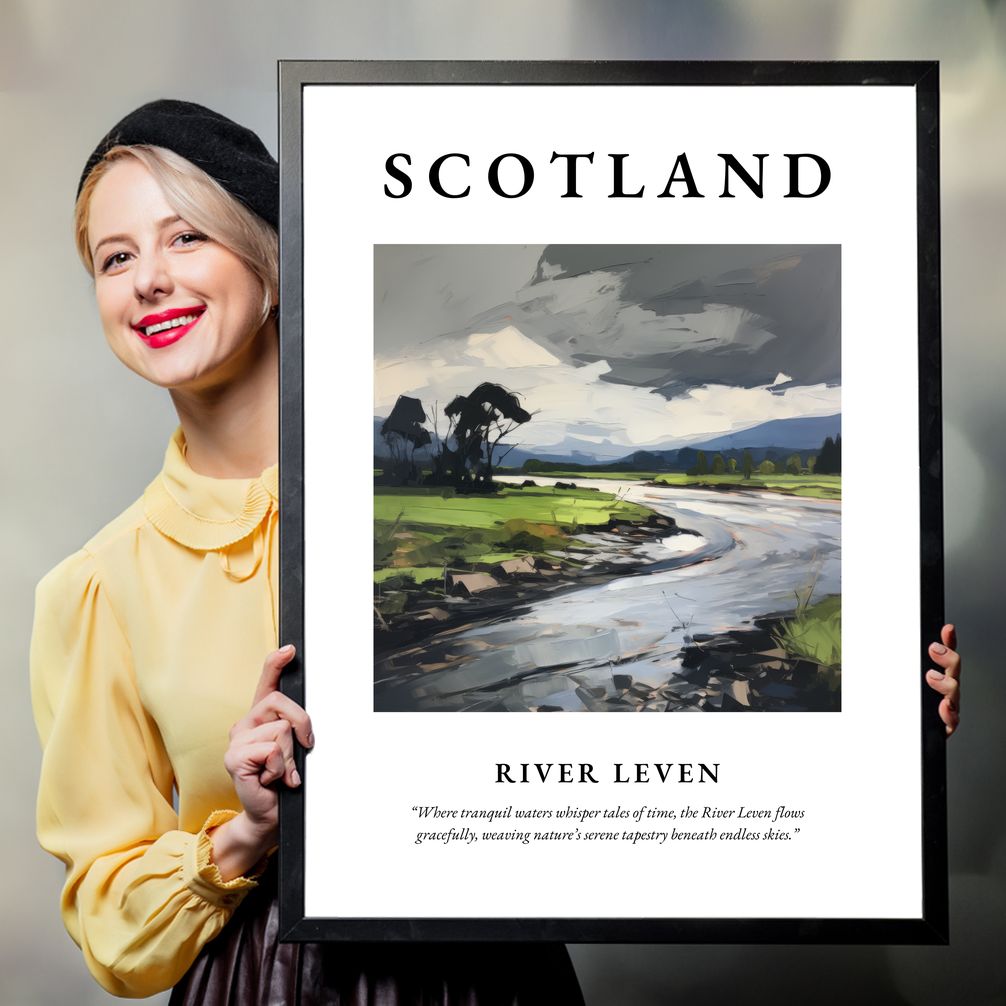 Person holding a poster of River Leven