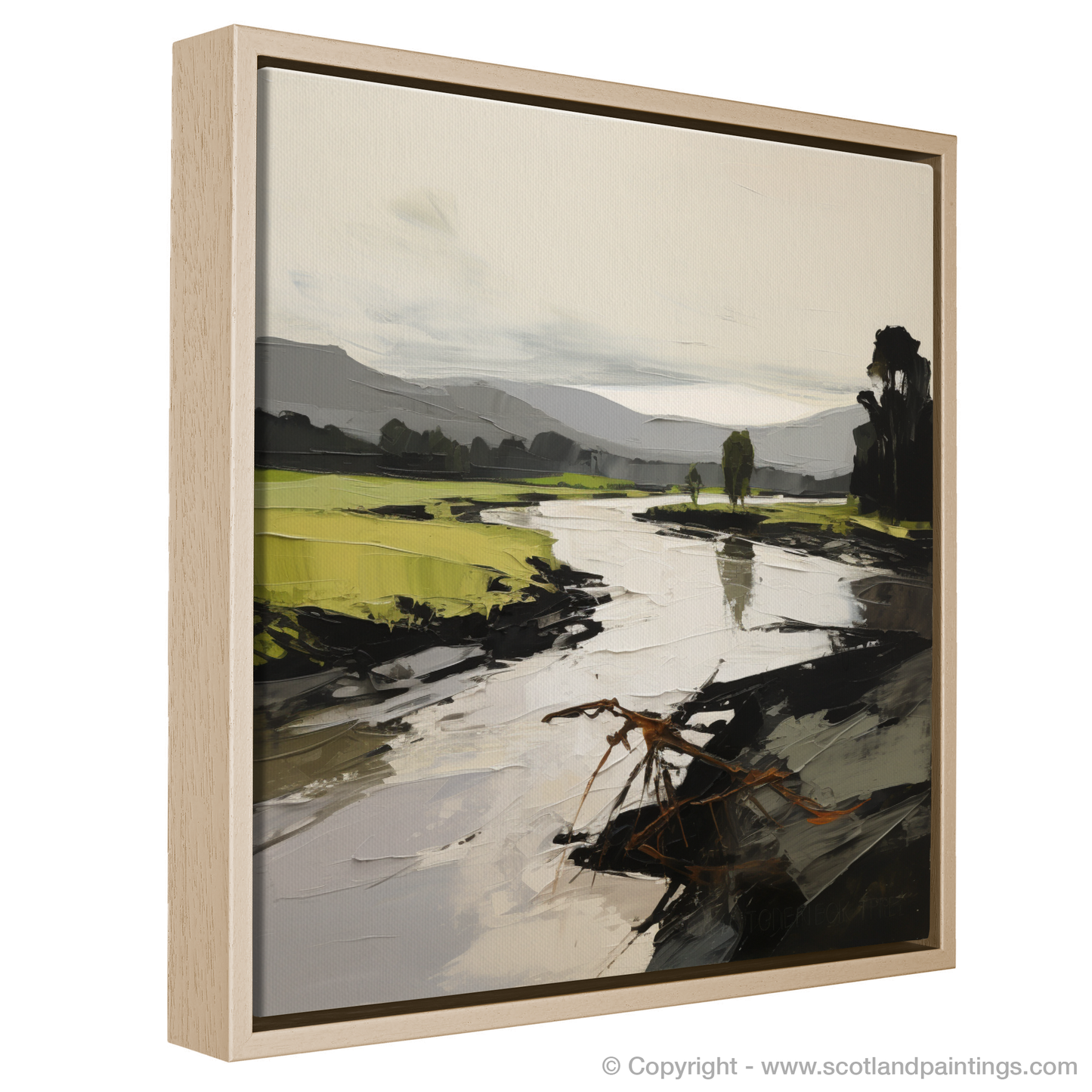 Painting and Art Print of River Leven, West Dunbartonshire entitled "Dynamic Spirit of River Leven: An Expressionist Ode to Scottish Landscape".