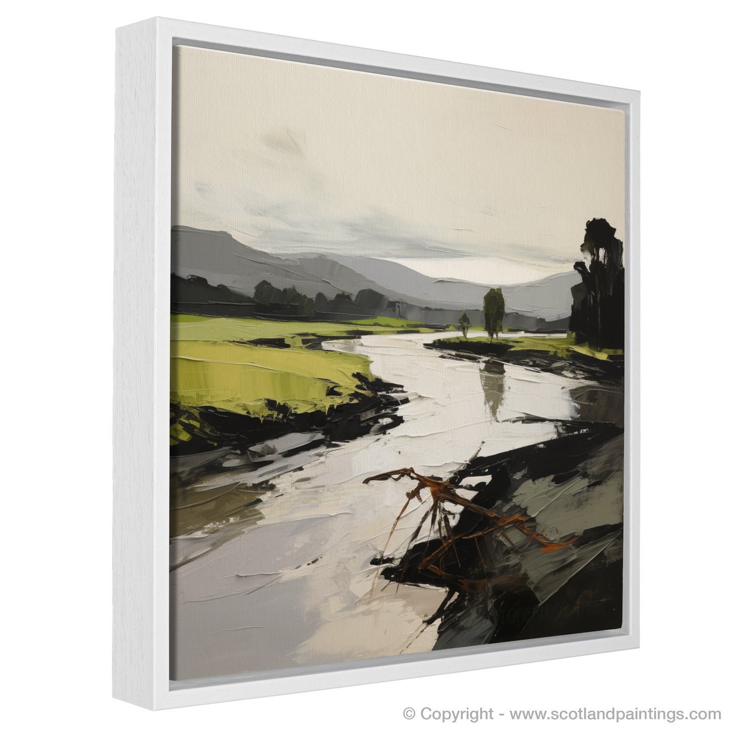 Painting and Art Print of River Leven, West Dunbartonshire entitled "Dynamic Spirit of River Leven: An Expressionist Ode to Scottish Landscape".