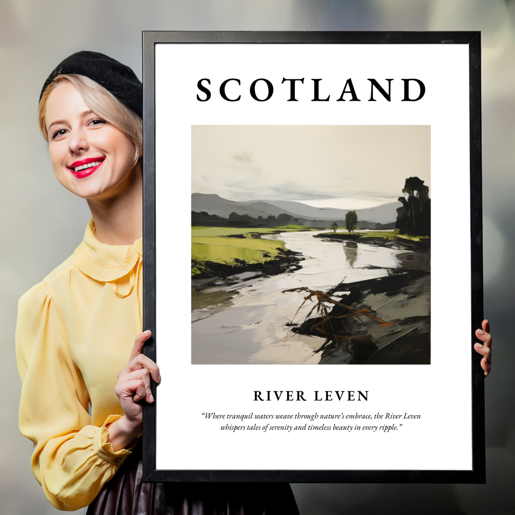 Person holding a poster of River Leven