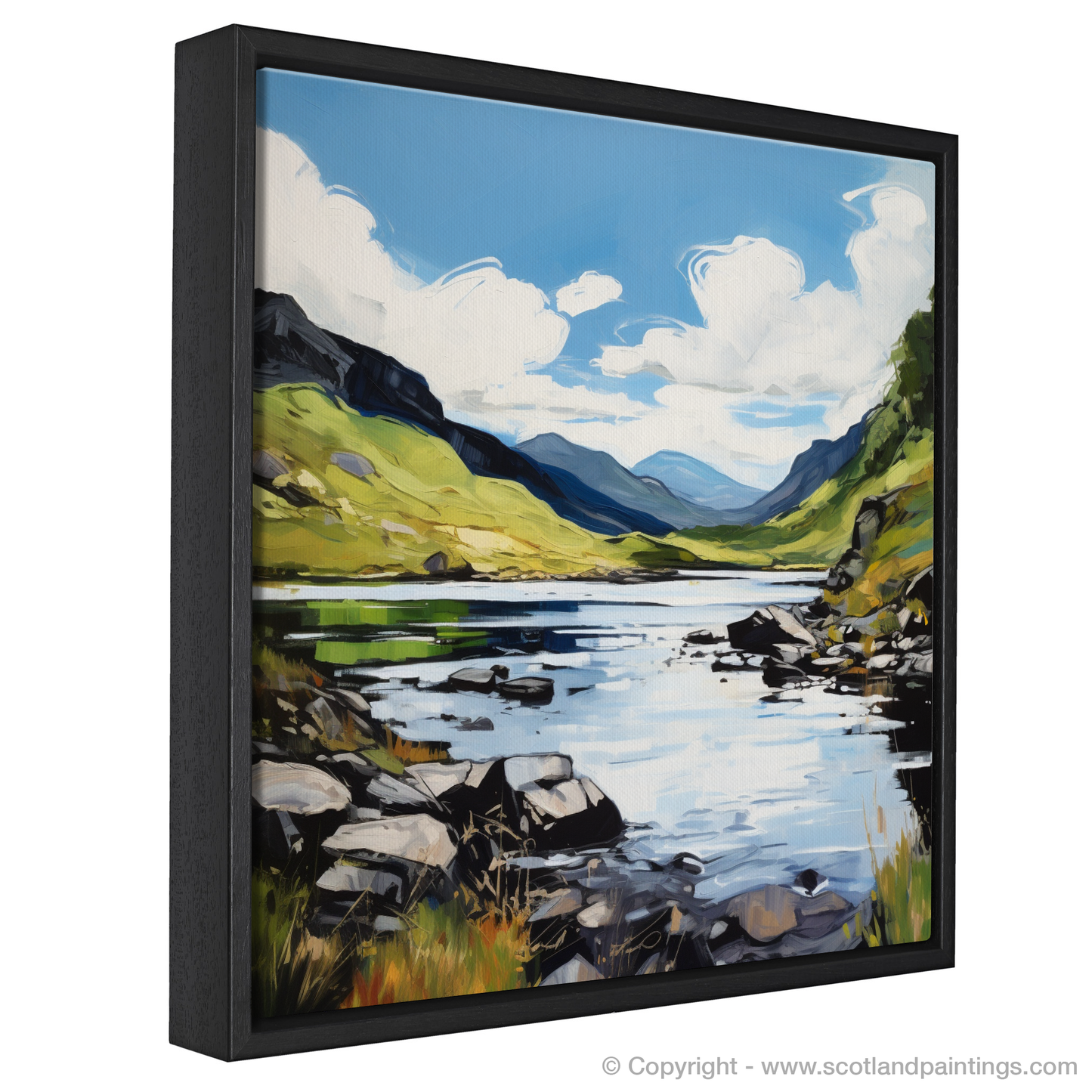 Painting and Art Print of Loch Glencoul, Sutherland in summer entitled "Summer's Symphony at Loch Glencoul".