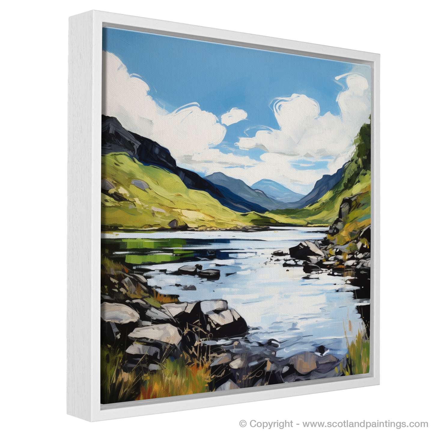 Painting and Art Print of Loch Glencoul, Sutherland in summer entitled "Summer's Symphony at Loch Glencoul".