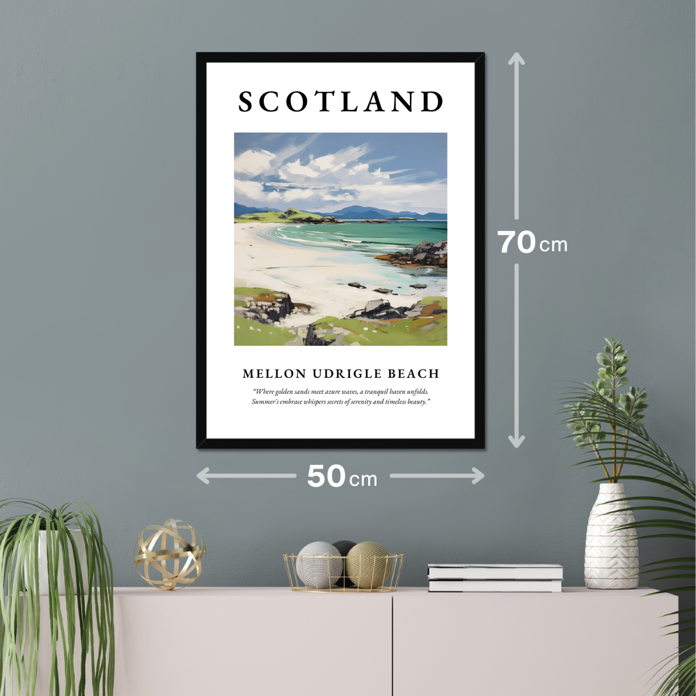 Poster of Mellon Udrigle Beach hanging on a wall