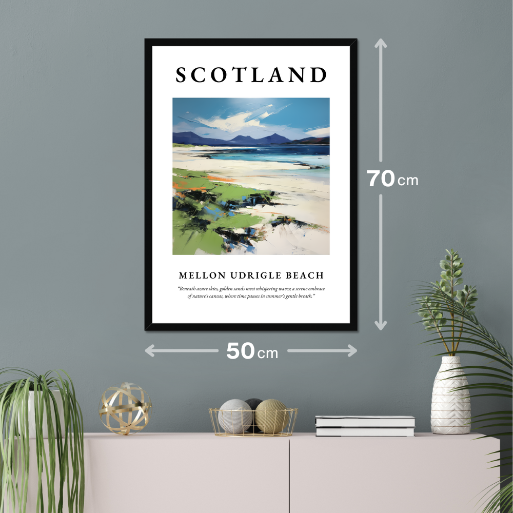 Poster of Mellon Udrigle Beach hanging on a wall