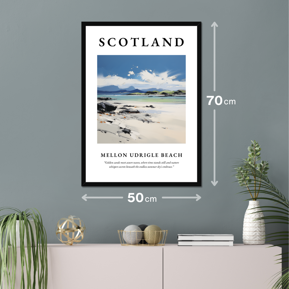 Poster of Mellon Udrigle Beach hanging on a wall