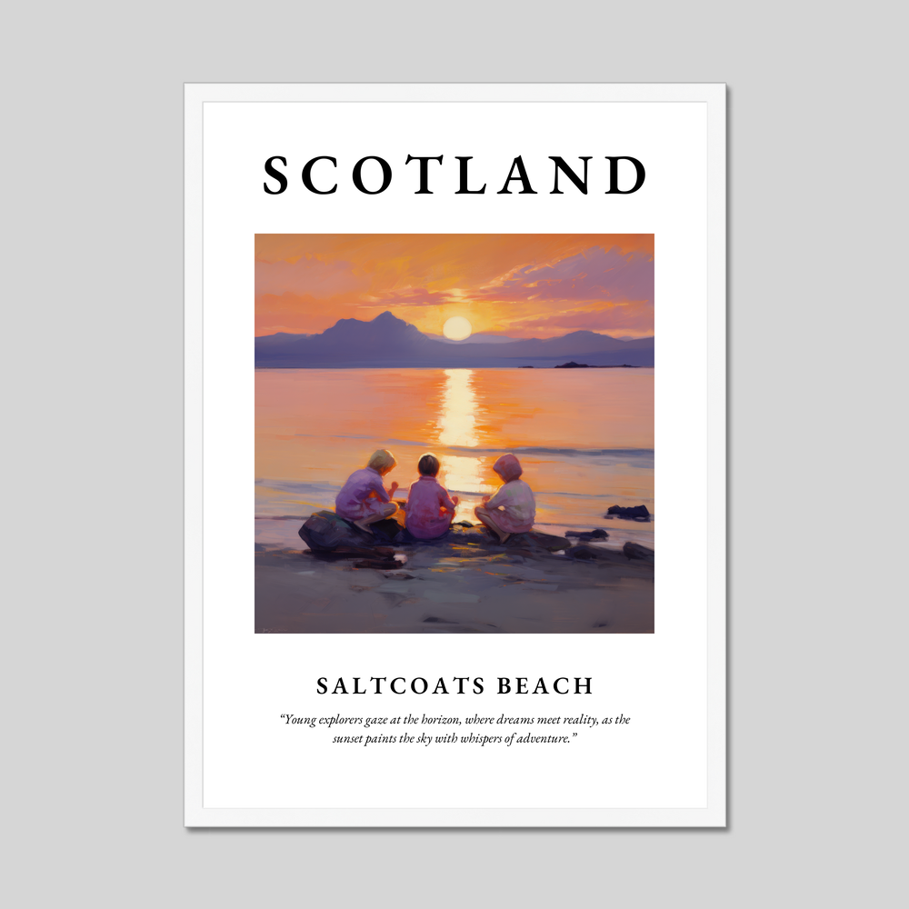 Poster in a white frame with the word Scotland