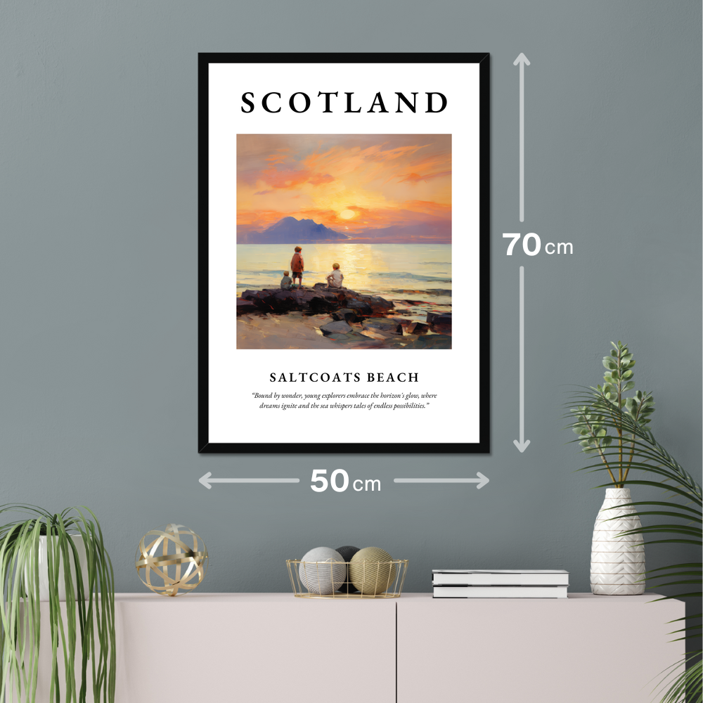 Poster of Saltcoats Beach hanging on a wall