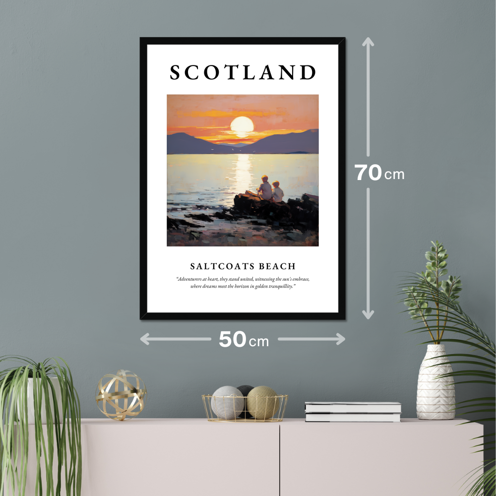 Poster of Saltcoats Beach hanging on a wall