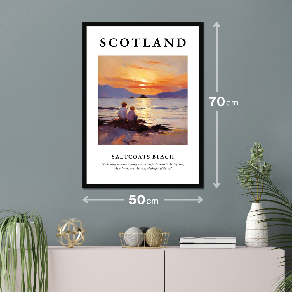 Poster of Saltcoats Beach hanging on a wall