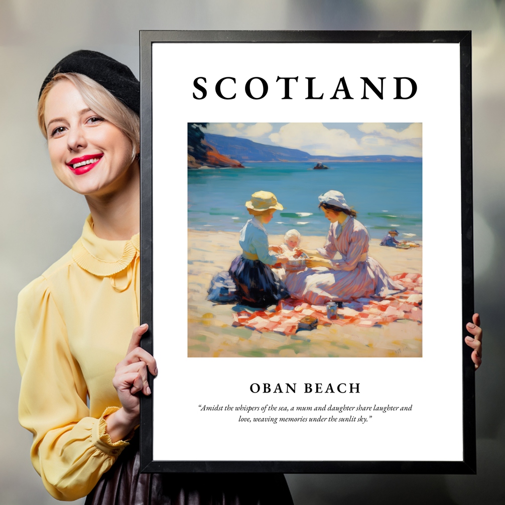 Person holding a poster of Oban Beach