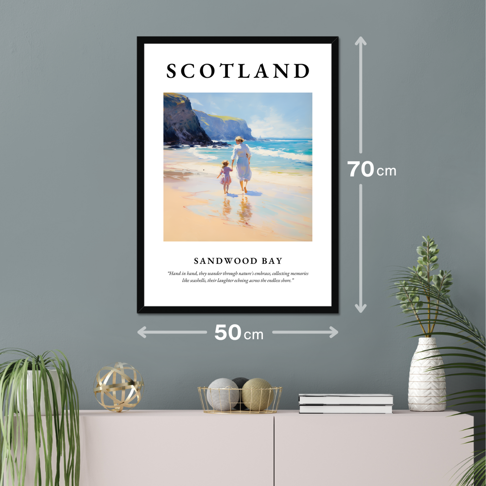 Poster of Sandwood Bay hanging on a wall