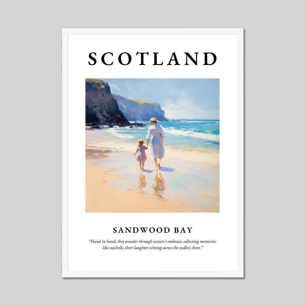 Poster in a white frame with the word Scotland