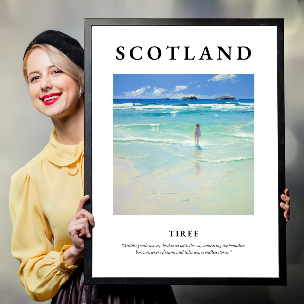 Person holding a poster of Tiree