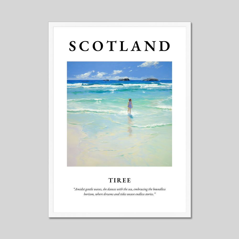 Poster in a white frame with the word Scotland