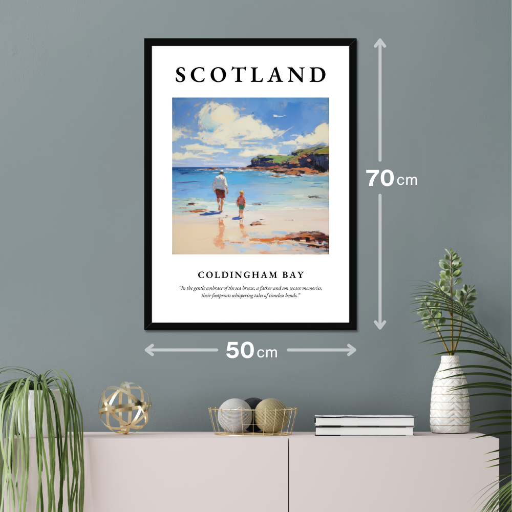 Poster of Coldingham Bay hanging on a wall