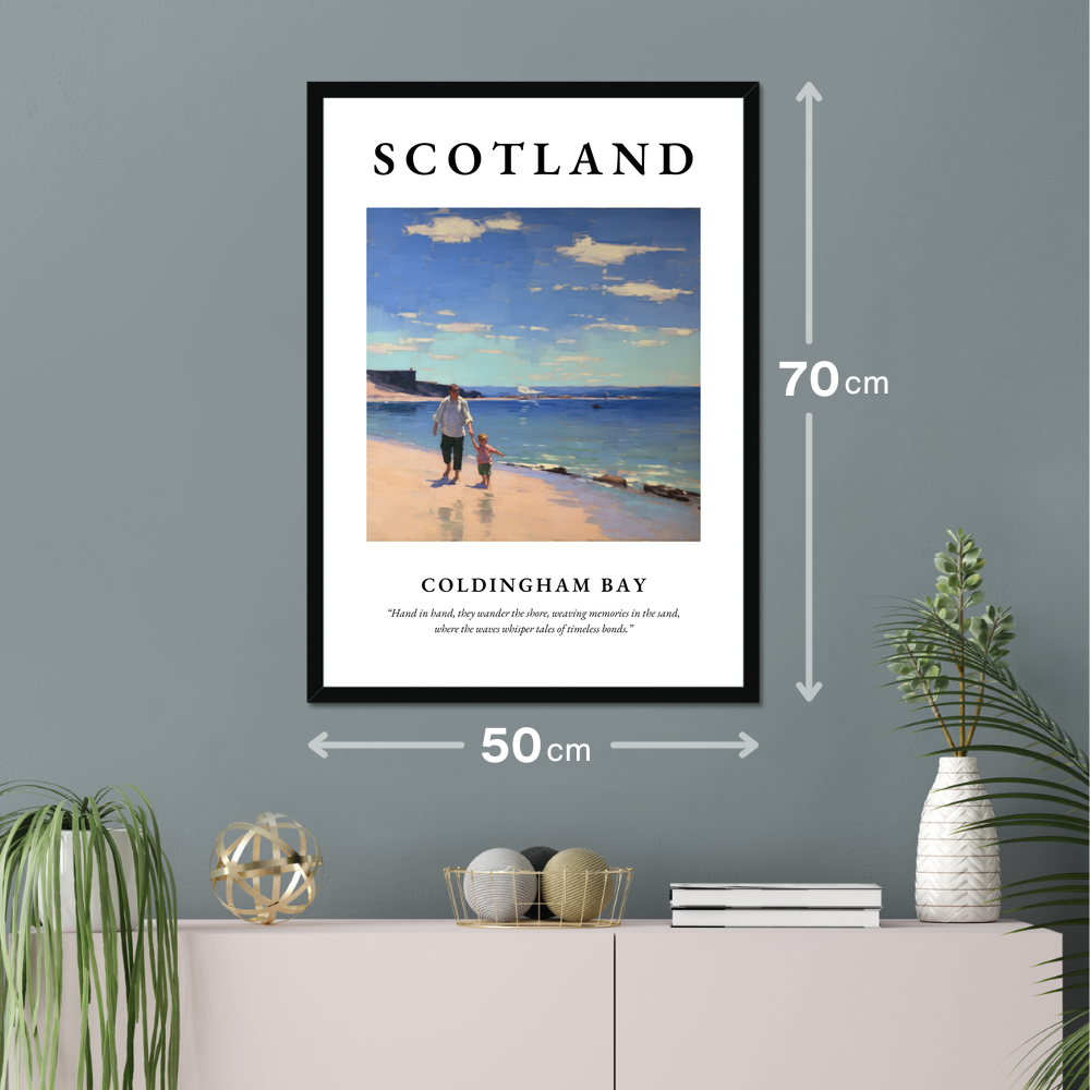 Poster of Coldingham Bay hanging on a wall