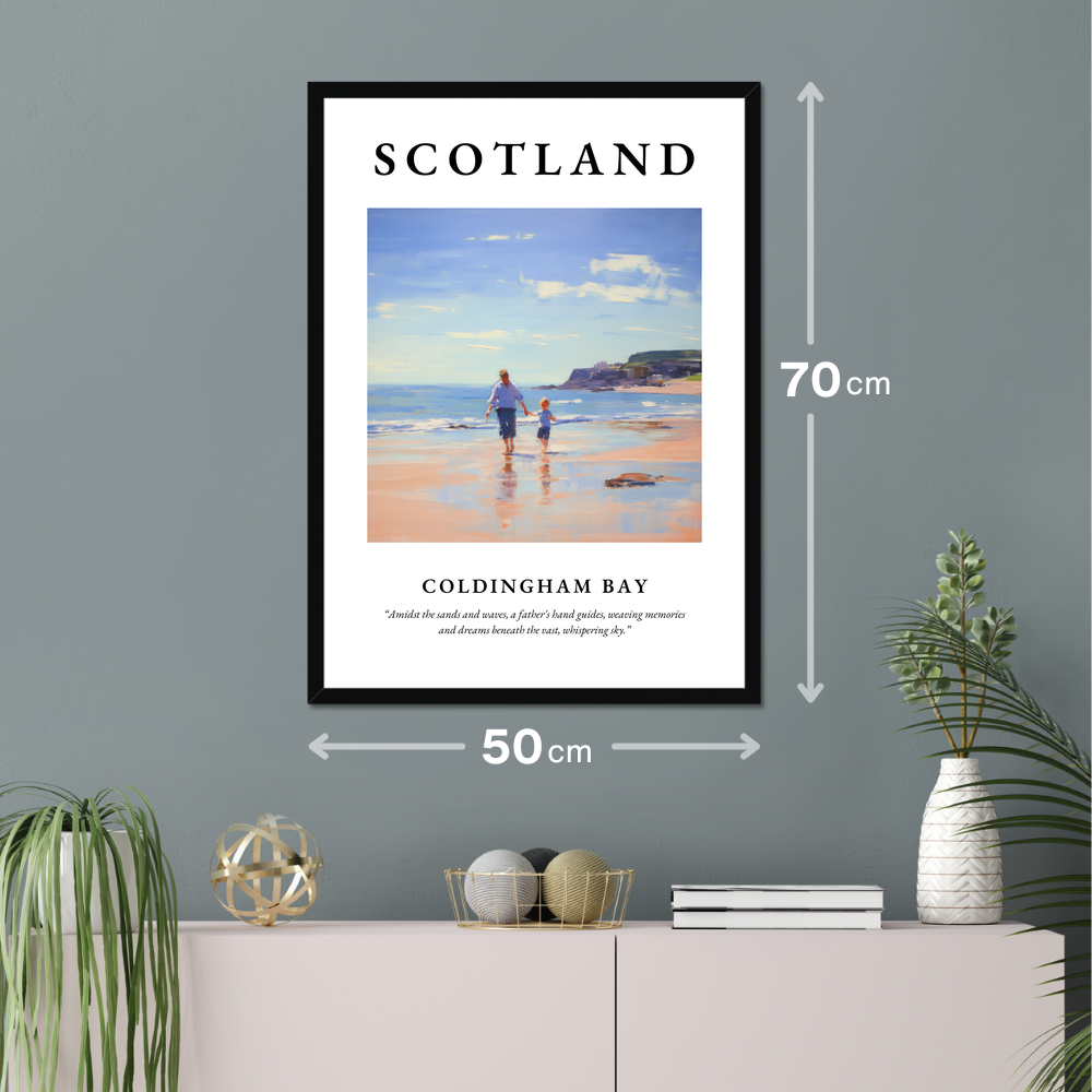 Poster of Coldingham Bay hanging on a wall