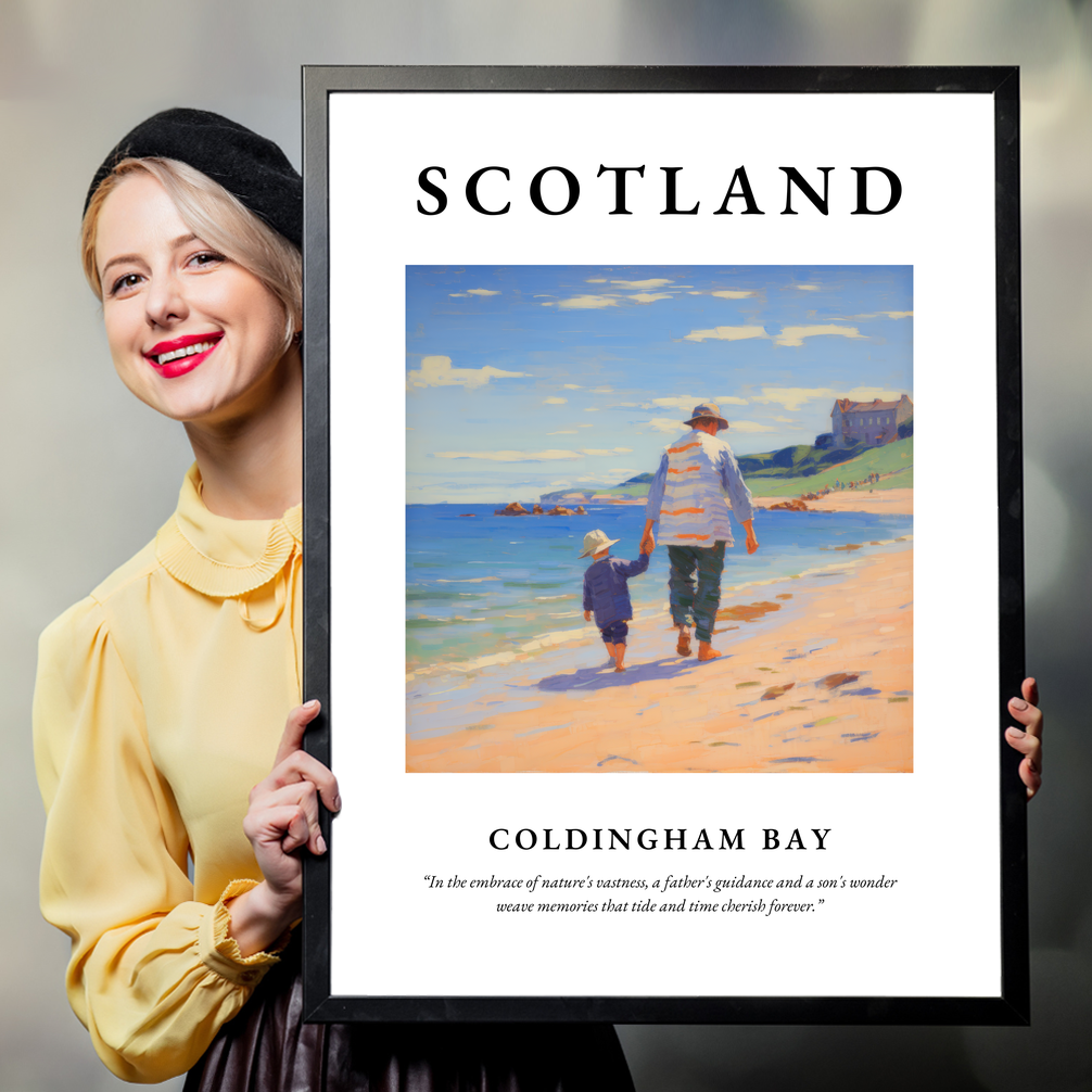 Person holding a poster of Coldingham Bay