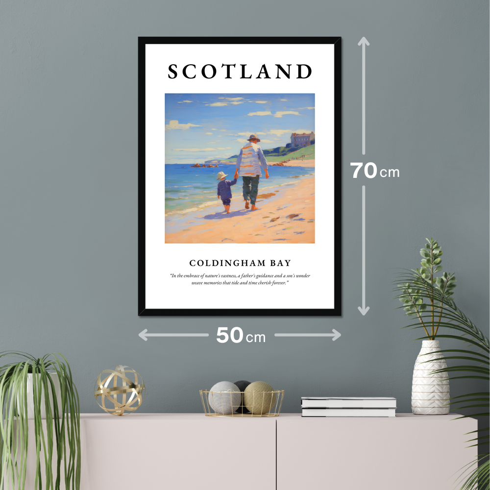 Poster of Coldingham Bay hanging on a wall