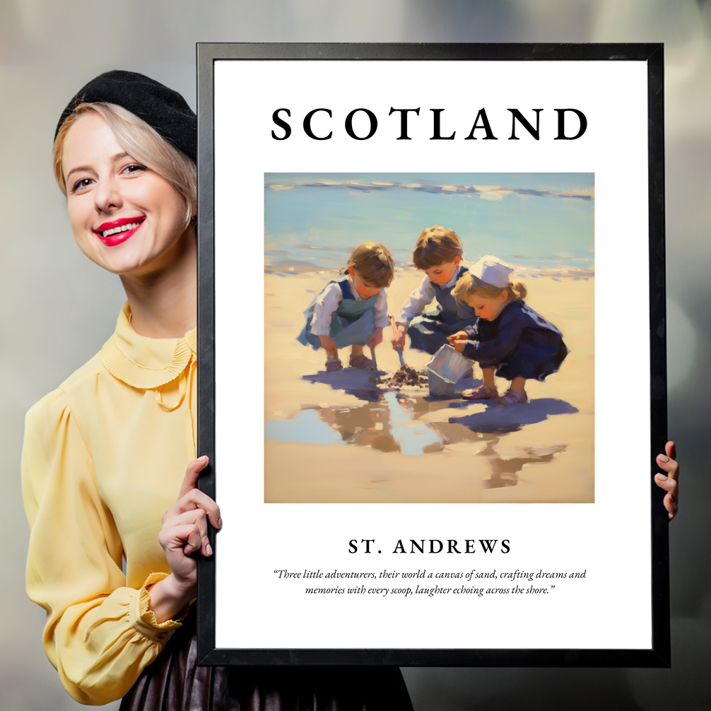 Person holding a poster of St. Andrews