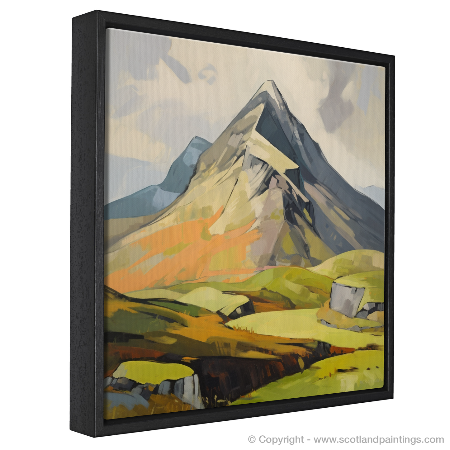 Painting and Art Print of A mountain in Scotland entitled "Highland Majesty: An Abstract Ode to Scotland's Mountains".